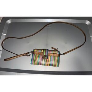Relic by Fossil Womens Multi Color Striped Crossbody Wallet Bronze Metallic Bag